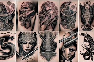 warrior with a beautiful sword tattoo idea