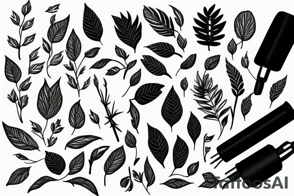 A flashlight shines on a plant tattoo idea