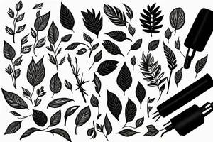 A flashlight shines on a plant tattoo idea