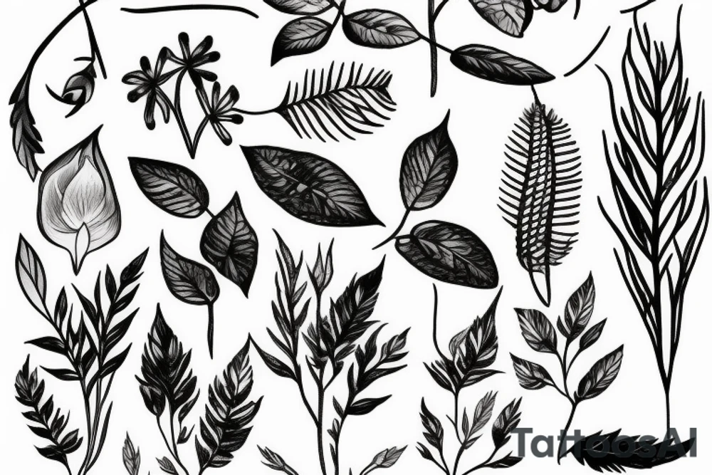 A flashlight shines on a plant tattoo idea
