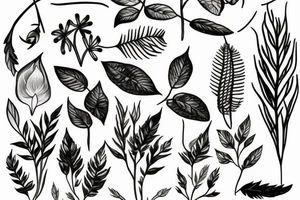A flashlight shines on a plant tattoo idea