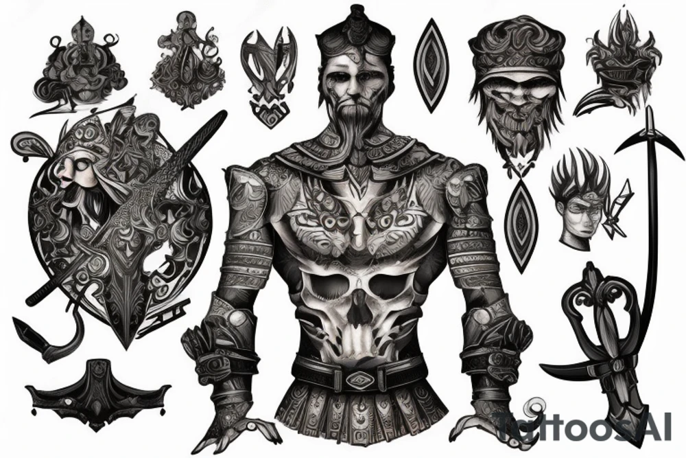 handsome warrior with a sword tattoo idea