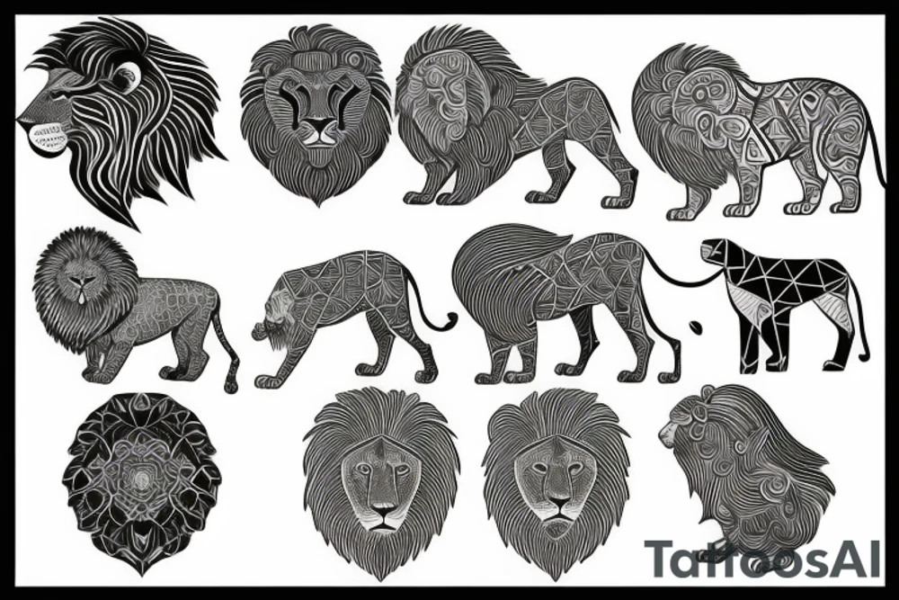 lion, map, ferrari tattoo idea