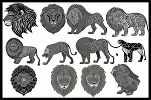 lion, map, ferrari tattoo idea