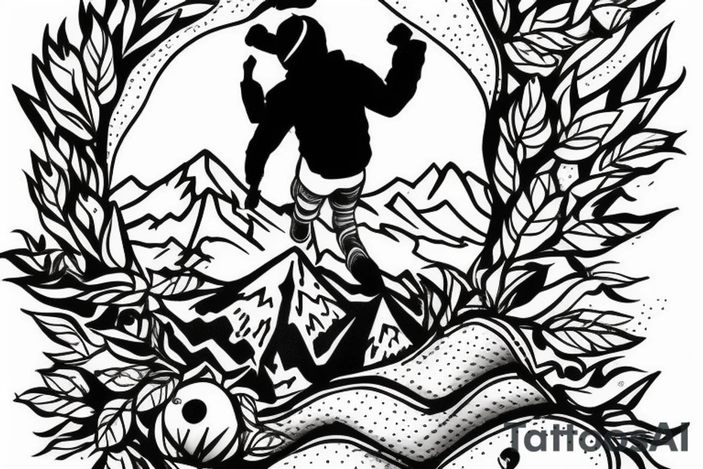 Someone climbing a mountain not giving up tattoo idea