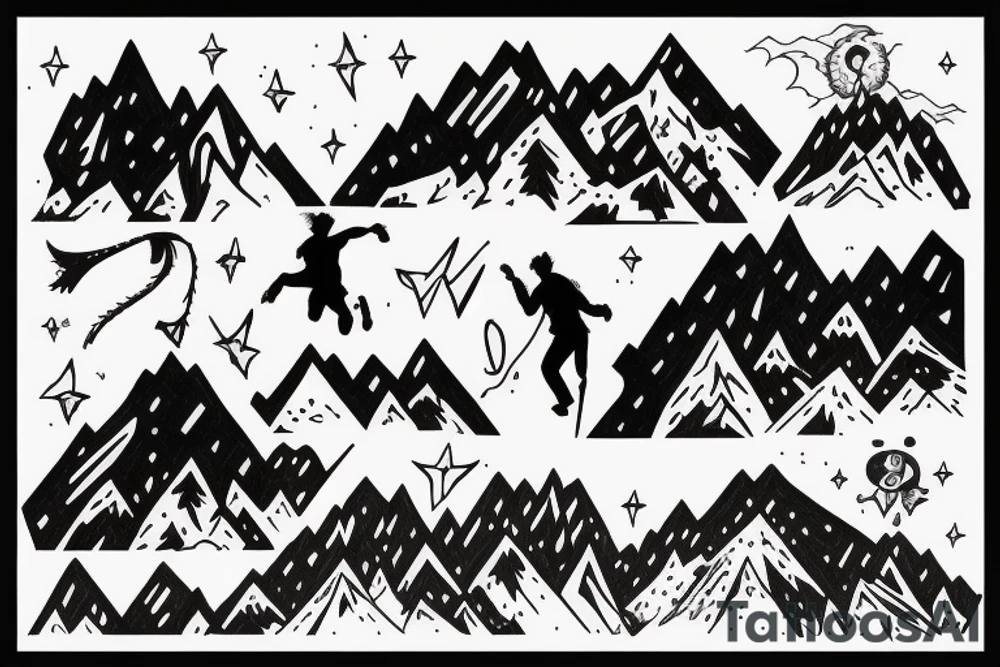 Someone climbing a mountain not giving up tattoo idea