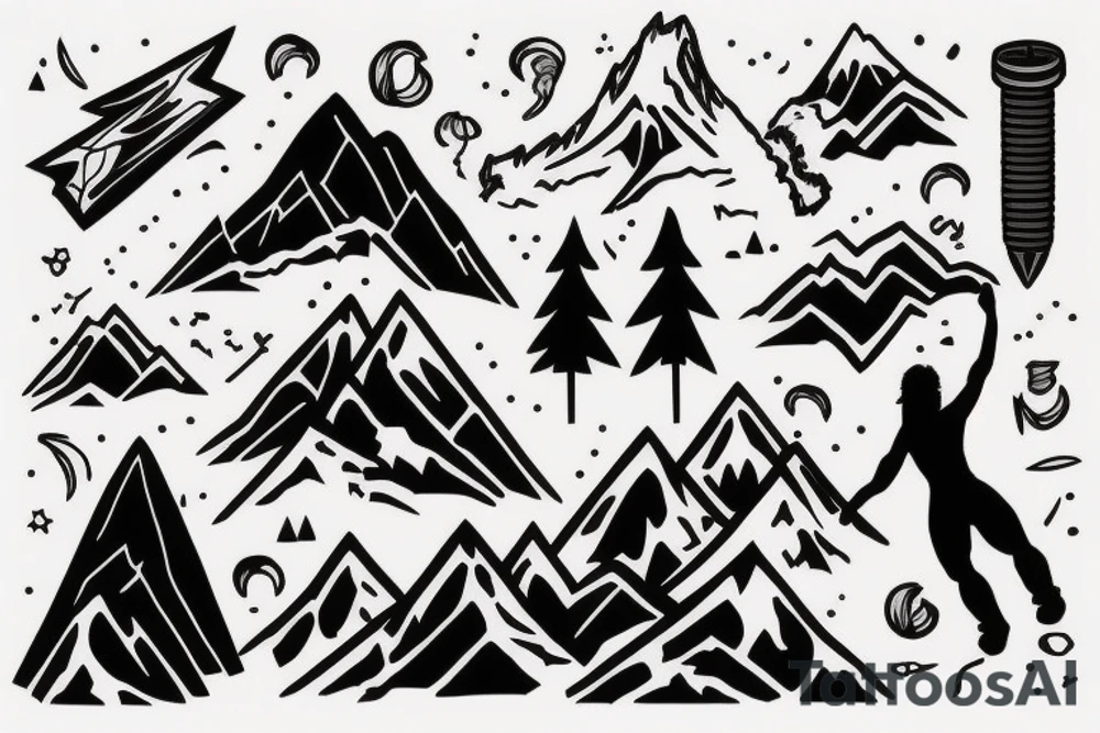 Someone climbing a mountain not giving up tattoo idea