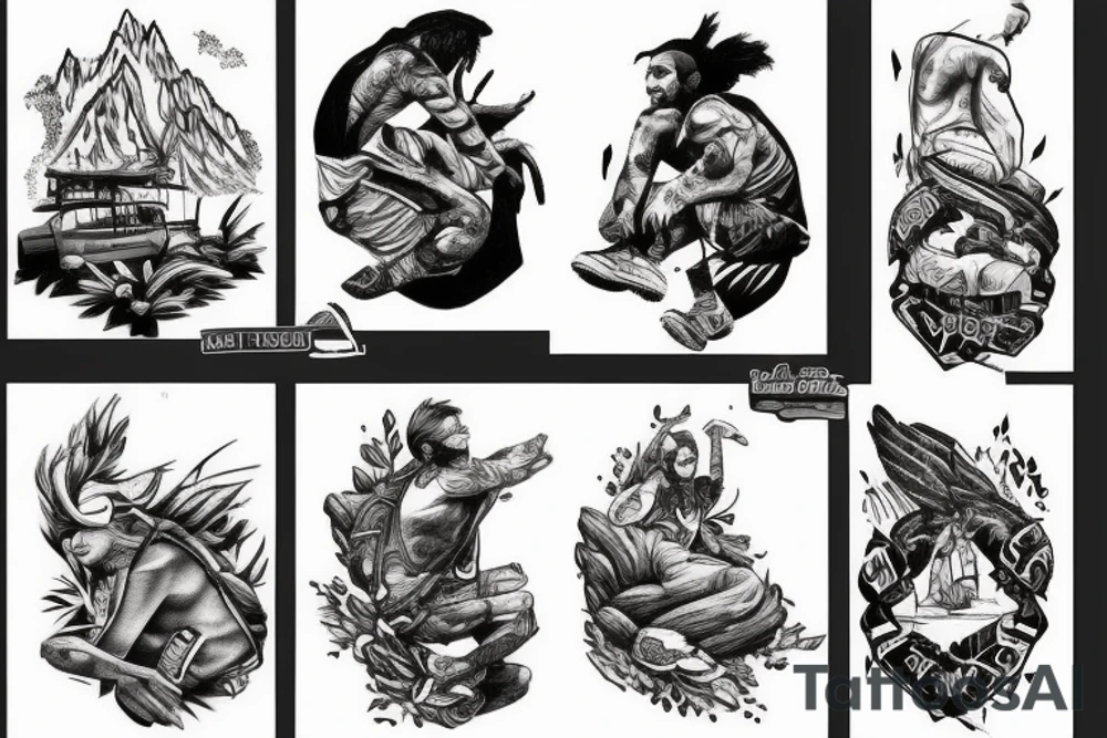 Someone climbing a mountain tattoo idea