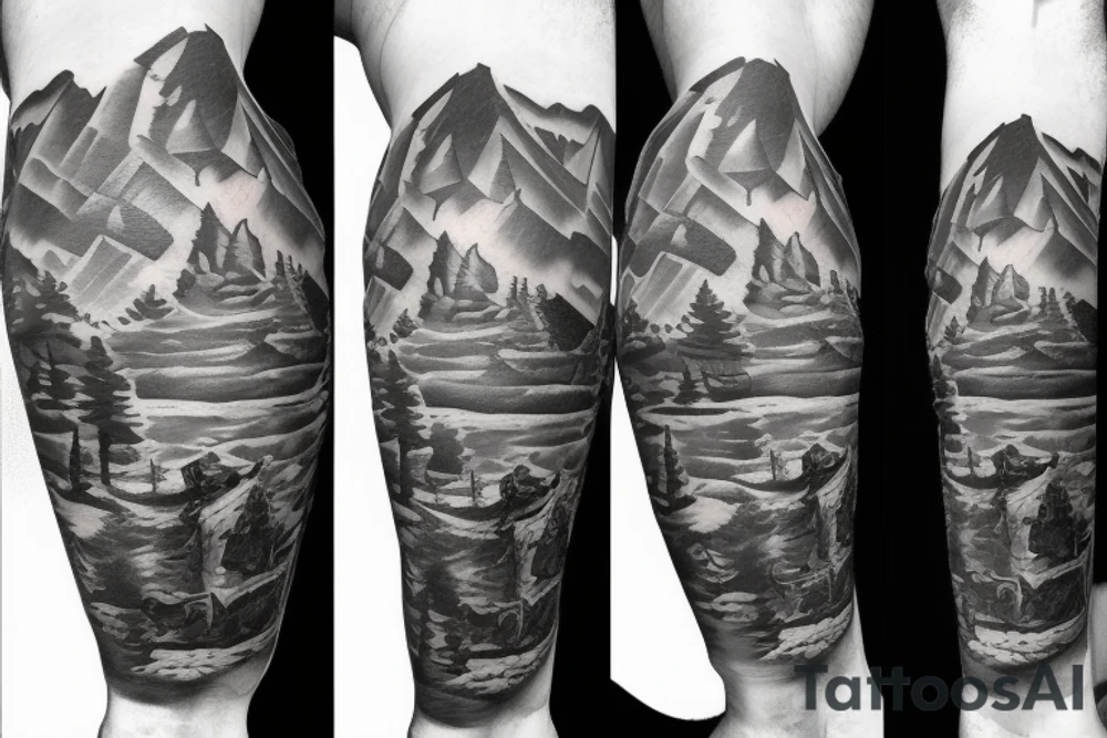 a soldier climbing a mountain tattoo idea