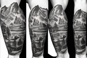 a soldier climbing a mountain tattoo idea