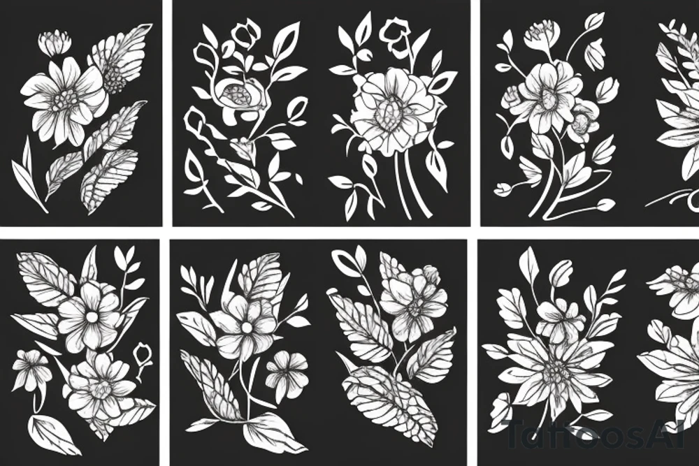 some flowers with leafs tattoo idea