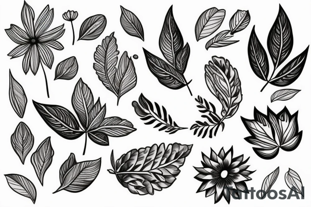 some flowers with leafs tattoo idea