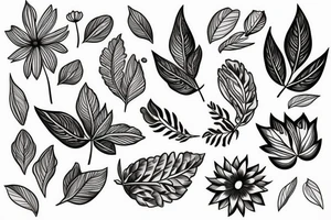 some flowers with leafs tattoo idea