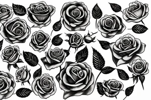 huge rose in center with leafs tattoo idea