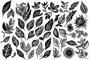 flowers with leaves on the stem stretched vertically tattoo idea