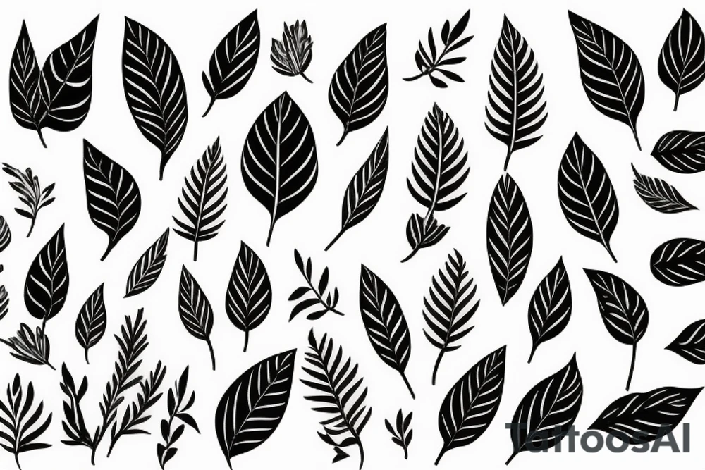 flowers with leaves on the stem stretched vertically tattoo idea