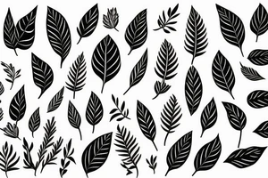 flowers with leaves on the stem stretched vertically tattoo idea