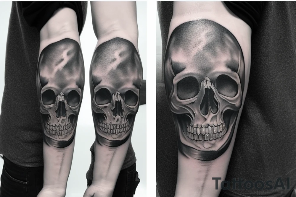 skull black and grey tattoo design for arm sleeve complete design with realistic smoke tattoo idea