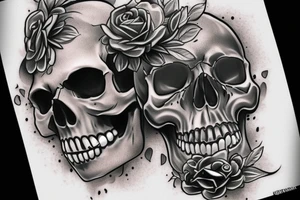 skull black and grey tattoo design complete design with realistic smoke tattoo idea