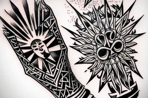 Assassin creed with sun in hand tattoo idea