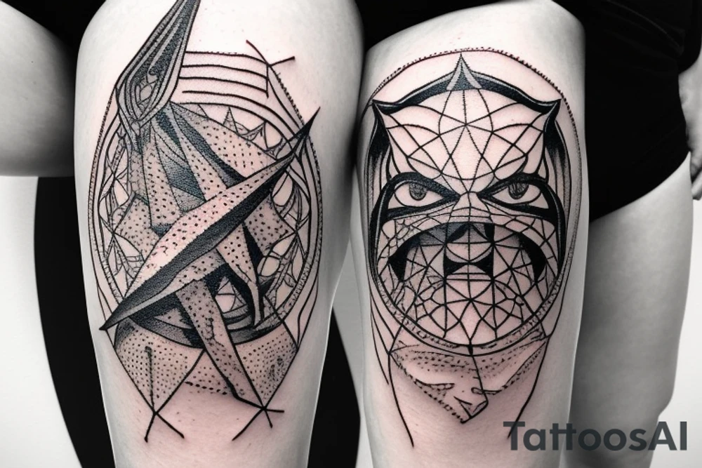 leg Assassin creed with sun in hand tattoo idea