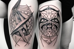 leg Assassin creed with sun in hand tattoo idea