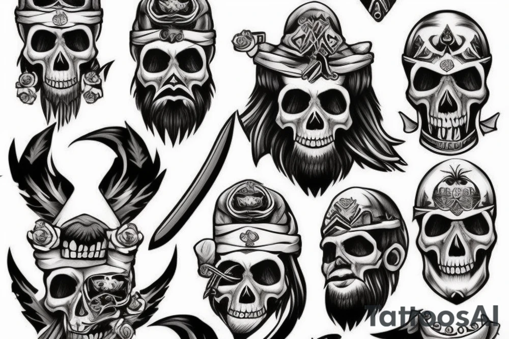 Beard skull warrior tattoo idea