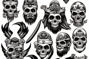 Beard skull warrior tattoo idea
