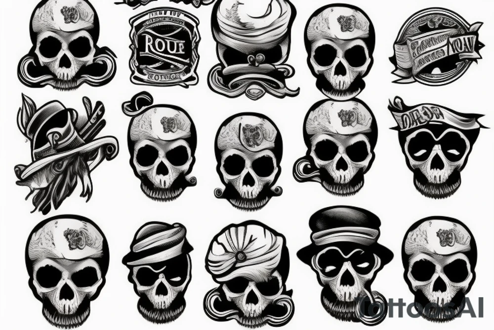 Beard skull rogue tattoo idea