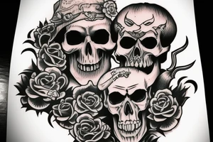 Beard skull villain tattoo idea