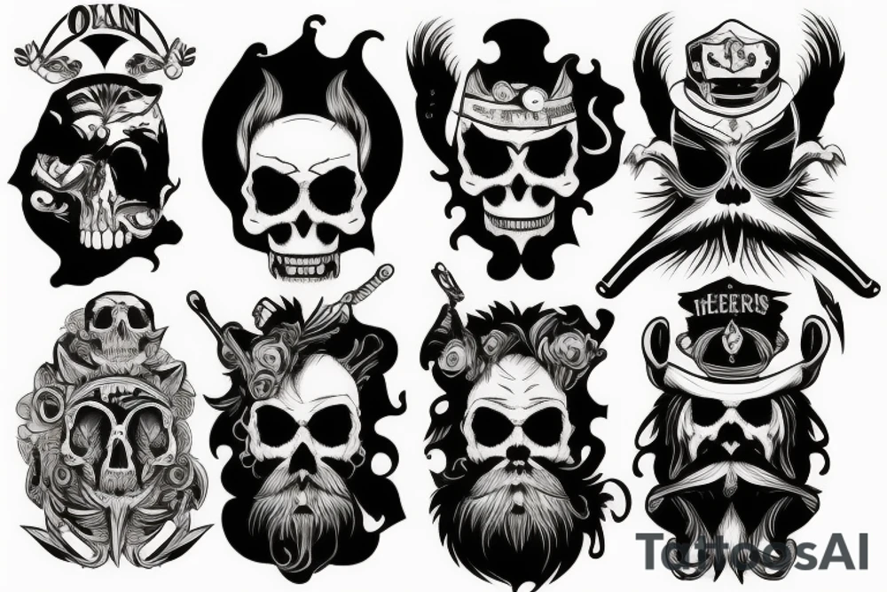Beard skull villain tattoo idea