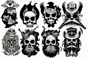 Beard skull villain tattoo idea