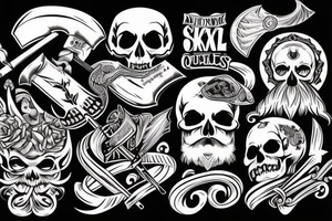 Beard skull with axe tattoo idea
