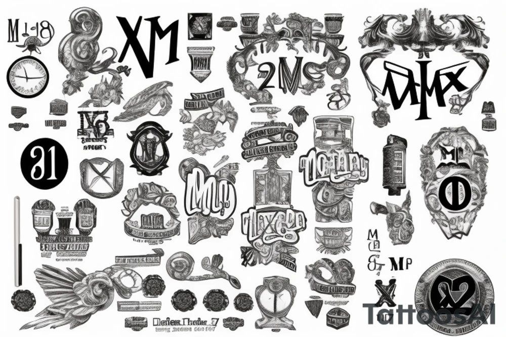 Dates in roman numerals
XII.X.MCLXXXI
XVI.VII.MCMLXXXIV
XVIII.VII.MMVI
XXIII.III.MMIX
II.IV.MMXIII tattoo idea