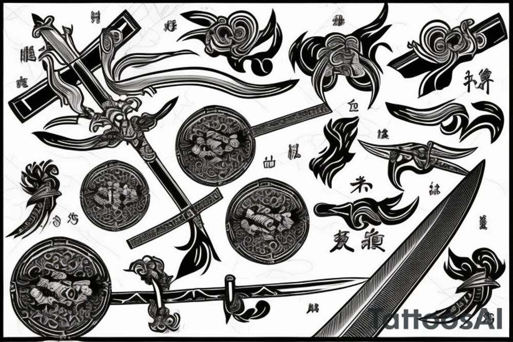 Sword with 劉賢麒 on it tattoo idea