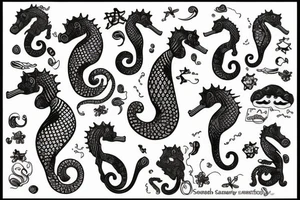 Seahorse marries cat tattoo idea