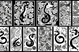 Seahorse marries cat tattoo idea