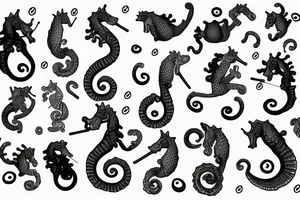 Seahorse marries cat tattoo idea