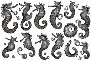 Seahorse marries cat tattoo idea