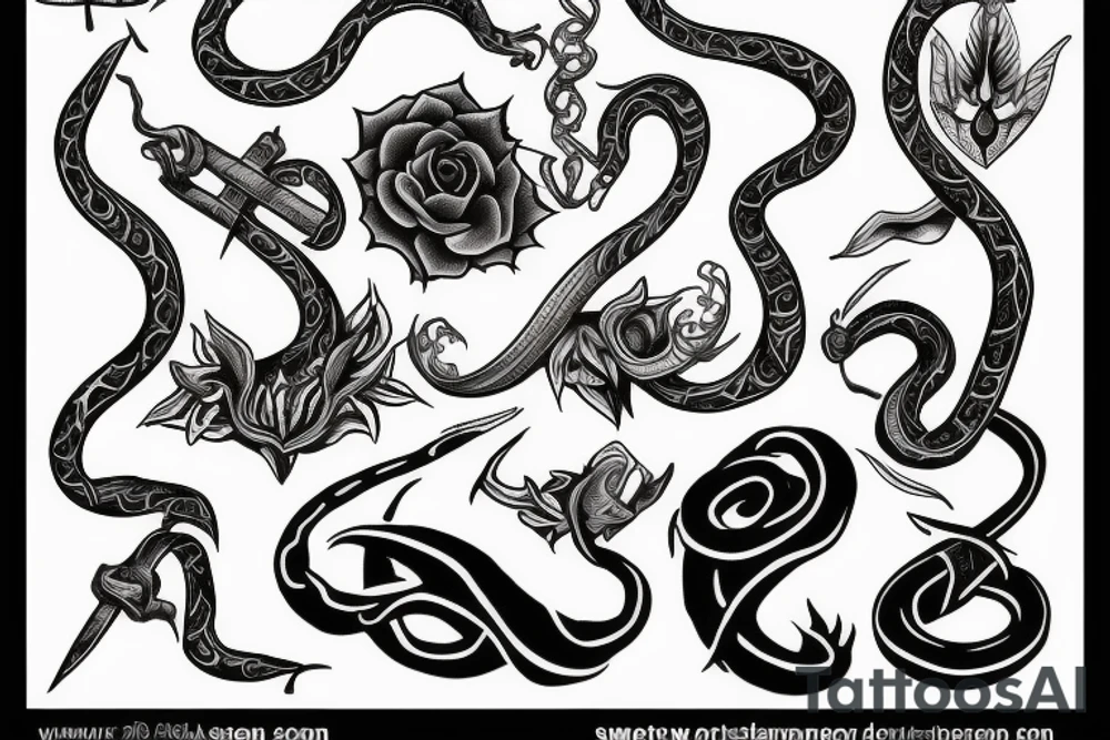 swellor, dagger, snake tattoo idea