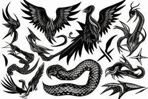 swellow, dagger, snake tattoo idea