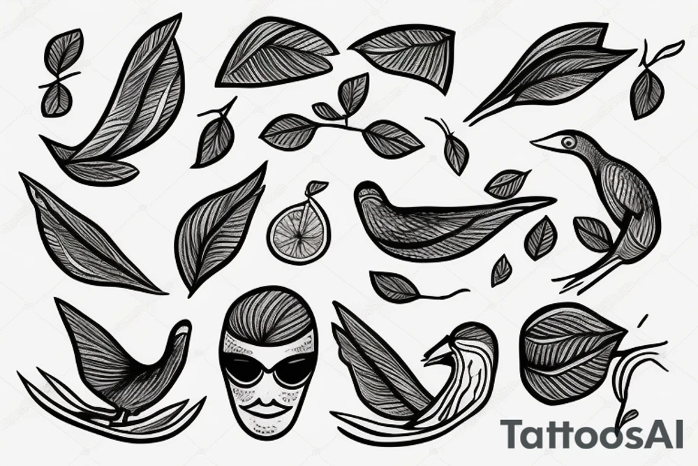 Fine lime face with bird tattoo idea