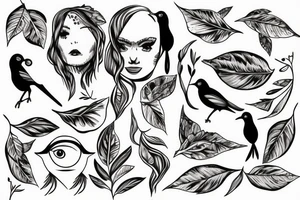 Fine lime face with bird tattoo idea