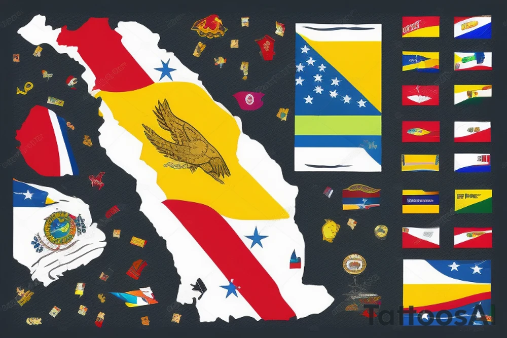 Venezuela map with the flag on color tattoo idea