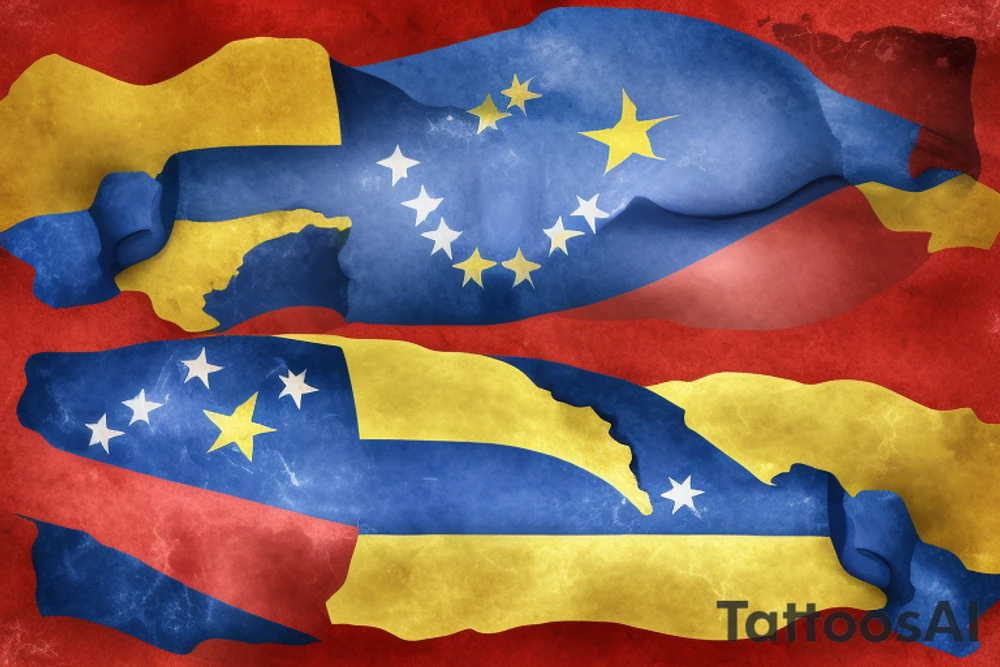 Venezuela map with the flag tattoo idea