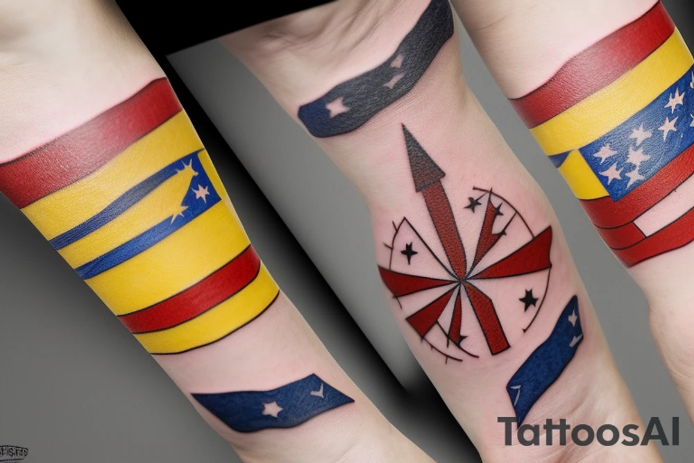 Venezuela map with the flag tattoo idea