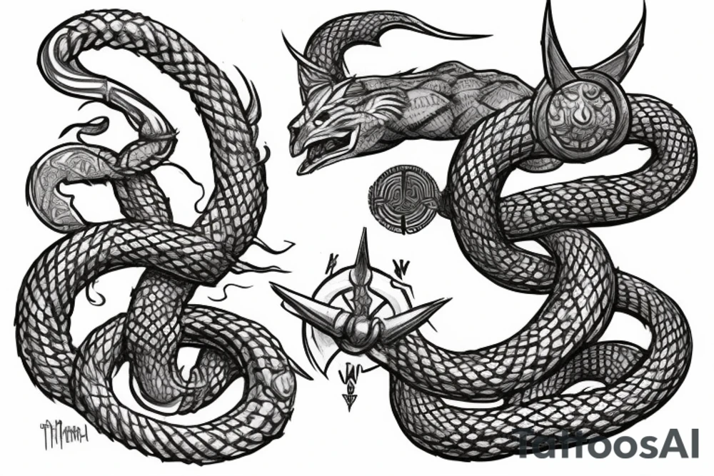 thor and jormungandr fighting tattoo idea