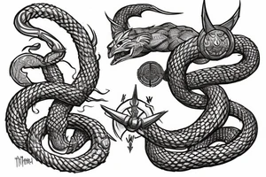 thor and jormungandr fighting tattoo idea