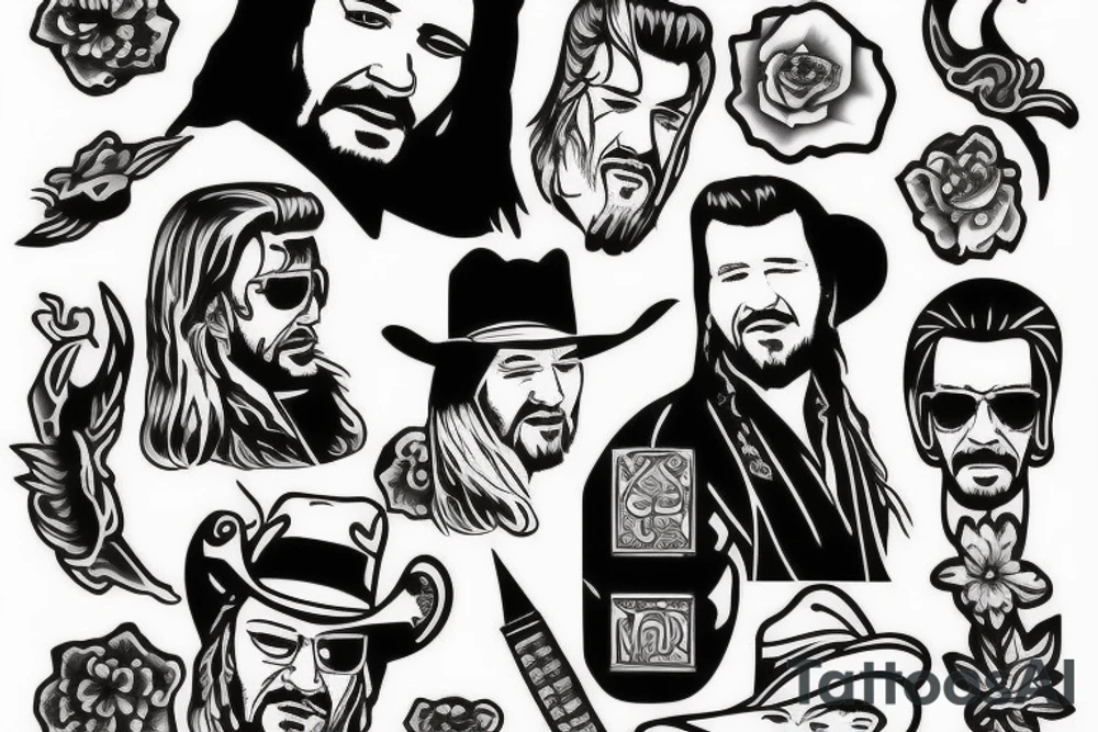 Traditional style Waylon Jennings tattoo idea