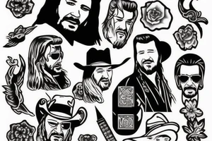 Traditional style Waylon Jennings tattoo idea